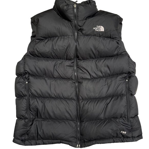 The North Face Vest Mens XL Black Nuptse 700 Down Puffer Insulated Full Zip - Picture 1 of 5